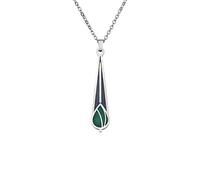 Rennie Mackintosh Inspired 30mm Rose Bud Stick Enamelled Teardrop Necklace Pendant On 16 Inch Chain In Presentation Box (Purple)