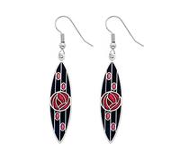 Rennie Mackintosh Inspired Rose and Lines 38mm Hook Earrings (Black/Red)