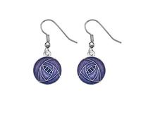 Rennie Mackintosh Inspired Round Rose 15 mm Hook Earrings (Purple)