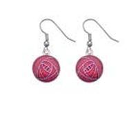 Rennie Mackintosh Inspired Round Rose 15 mm Hook Earrings (Red)