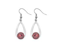 Rennie Mackintosh Inspired Round Rose, 25mm Teardrop Hook Earrings