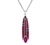 Rennie Mackintosh "lines" Design Pendant/Necklace, Enamel Teardrop With Chain And Presentation Box (Red)