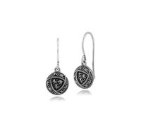 Gemondo Rennie Mackintosh Round Marcasite Rose Drop Earrings in 925 Sterling Silver - Sterling Silver Rennie Mackintosh Inspired Marcasite Drop Earrings