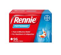 Rennie Peppermint Antacid Chewable Tablets, Heartburn Indigestion, 96 Pack