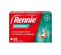 Rennie Spearmint Antacid Chewable Tablets, Heartburn Indigestion, 36 Count