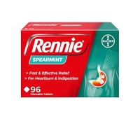 Rennie Spearmint Flavour Antacid, Heartburn and Indigestion Chewable Tablets, 1 pack of 96 tablets - Gets to work in 60 seconds for fast and effective heartburn relief