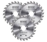 Rennie Tool 115mm x 22.2mm Bore x 24T TCT Circular Wood Saw Blade (3 Pack) | 7/8" Inch Bore (22.23mm) + 20mm & 16mm Reduction Rings. 24 Teeth Mini Circular Saw Blades For Woodworking Wood Cutting