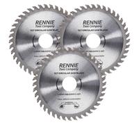 Rennie Tool 115mm x 22.2mm Bore x 40T TCT Circular Wood Saw Blade (3 Pack) | 7/8" Inch Bore (22.23mm) + 20mm & 16mm Reduction Rings. 40 Teeth Mini Circular Saw Blades For Woodworking Wood Cutting