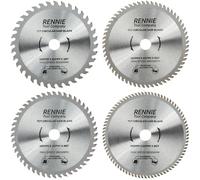Rennie Tool 160mm x 20mm Bore x 36T 48T 60T & 80T TCT Circular Saw Blades | 4 Pack - Fits Festool TS55 Makita Dewalt Circular Saws Etc, 160mm Circular Wood Saw Blades + 16mm Rings Also Fits 165mm Saws