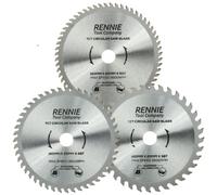 Rennie Tool 160mm x 20mm Bore x 36T 48T 60T TCT Circular Saw Blade (3 Pack) | Fits Festool TS55 Makita Dewalt Circular Saws Etc, 160mm Circular Wood Saw Blades + 16mm Reduction Rings Also Fits 165mm Saws