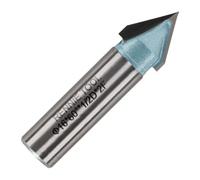 Rennie Tool 16mm x 60 Degree x 1/2" Shank TCT V Groove / Chamfer Router Bit | Tungsten Carbide Tipped Router Cutter Bit For V Grooving Chamfering Etc Compatible With Festool Hikoki Dewalt Trend Router