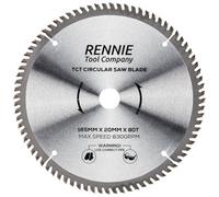 Rennie Tool 185mm x 20mm Bore x 80T TCT Circular Saw Blade Fit Evolution | Fits Evolution Bosch Makita Circular Saws Etc. 185mm Wood Saw Blade For Fine Cuts x 20mm Bore + 16mm Bore Reduction Rings