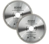 Rennie Tool 185mm x 30mm Bore x 80T TCT Circular Saw Blades (2 Pack) | For Bosch Makita Dewalt Circular Saws Etc. Includes 25mm 20mm & 16mm Bore Reduction Rings 185mm x 80 Teeth Wood Saw Blades