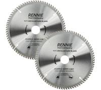 Rennie Tool 2 Pack 210mm x 30mm Bore x 80T TCT Circular Saw Blades For Wood | For Festool Bosch Makita Dewalt Circular Saws Etc. With 25mm 20mm & 16mm Bore Reduction Rings. Fits 216mm Circular Wood Saws.