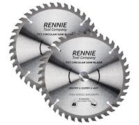 Rennie Tool 2pc 185mm x 20mm Bore (16mm Ring) x 40T TCT Circular Saw Blades | Fits Evolution Bosch Makita Circular Saws Etc. 185mm Wood Saw Blades x 20mm Bore + 16mm Bore Reduction Rings