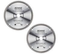 Rennie Tool 2pc 185mm x 20mm Bore (16mm Ring) x 80T TCT Circular Saw Blades | Fits Evolution Bosch Makita Circular Saws Etc. 185mm Wood Saw Blades For Fine Cuts x 20mm Bore + 16mm Bore Reduction Rings