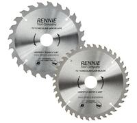 Rennie Tool 2pc 185mm x 30mm Bore x 24T & 40T TCT Circular Saw Blades | For Bosch Makita Dewalt Circular Saws Etc. Includes 25mm 20mm & 16mm Bore Reduction Rings. 24 & 40 Teeth Wood Saw Blades
