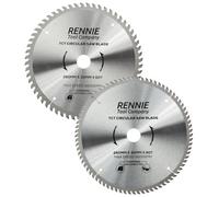 Rennie Tool 2pc 260mm x 30mm x 60T 80T TCT Circular Saw Blades For Wood | Compatible with Festool Bosch Makita Dewalt Circular Saws Etc. Includes 25mm 20mm & 16mm Bore Reduction Rings.