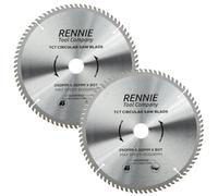 Rennie Tool 2pcs 250mm x 30mm Bore x 80T TCT Circular Saw Blades For Wood | For Bosch Makita Dewalt Circular Saws Etc. Includes 25mm 20mm & 16mm Bore Reduction Rings.Fits 255mm Circular Saws
