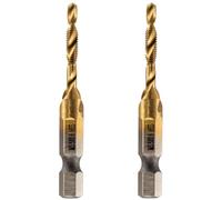 Rennie Tool 2pcs M3.5 x 0.6 Combination Drill and Tap Bit, 1/4" Hex Shank | Titanium Coated HSS Spiral Flute Metric Coarse Drilling Tapping Tool. 3.5mm x 0.6mm Pitch Drill Bits