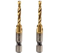 Rennie Tool 2pcs M4 x 0.7 Combination Drill and Tap Bit, 1/4" Hex Shank | Titanium Coated HSS Spiral Flute Metric Coarse Drilling Tapping Tool. 4mm x 0.7mm Pitch Drill Bits