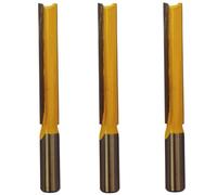 Rennie Tool 3pc 1/2" x 1/2" Shank x 76mm Flute TCT 2F Straight Router Bits | Extra Long Carbide Tipped Kitchen Worktop Router Cutter Bit 2 Flute. Compatible With Makita Katsu Dewalt Trend Router Etc
