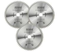 Rennie Tool 3pc 165mm x 20mm Bore x 60T TCT Cordless Circular Saw Blades | Fits Bosch Makita Ryobi Dewalt Circular Saws etc, Thin Kerf 165mm Circular Wood Saw Blades For Cordless Saws / 1.5mm Thin Cut