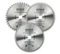Rennie Tool 3pc 260mm x 30mm x 40T 60T 80T TCT Circular Saw Blades For Wood | Compatible with Festool Bosch Makita Dewalt Circular Saws Etc. Includes 25mm 20mm & 16mm Bore Reduction Rings.