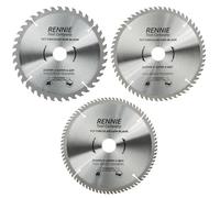 Rennie Tool 3pcs - 210mm x 30mm Bore x 40T 60T 80T TCT Circular Saw Blades | For Festool Bosch Makita Dewalt Circular Saws Etc. With 25mm 20mm & 16mm Bore Reduction Rings. 210mm Circular Wood Saw Blades
