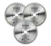 Rennie Tool 3pcs 250mm x 30mm Bore x 40T 60T 80T TCT Circular Saw Blades
