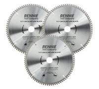 Rennie Tool 3pcs 250mm x 30mm Bore x 80T TCT Circular Saw Blades For Wood | For Bosch Makita Dewalt Circular Saws Etc. Includes 25mm 20mm & 16mm Bore Reduction Rings.Fits 255mm Circular Saws