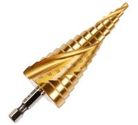 Rennie Tool 4-32mm Spiral Flute HSS Step Drill Bit Titanium Coated