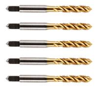 Rennie Tool - 5 Pack - M5 x 0.8 Spiral Flute Taps HSS M2 Titanium Coated | 5mm Thread. Metric Hand/Machine Screw Tap Metric Coarse. For Tapping Blind Holes Tin Coated
