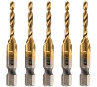 Rennie Tool 5pcs M3.5 x 0.6 Combination Drill and Tap Bit, 1/4" Hex Shank | Titanium Coated HSS Spiral Flute Metric Coarse Drilling Tapping Tool. 3.5mm x 0.6mm Pitch Drill Bits