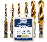 Rennie Tool 6 Piece Combination Tap And Drill Bit Set Titanium Coated