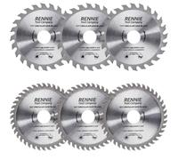 Rennie Tool 6pc 115mm x 22.2mm Bore x 24T 40T TCT Circular Wood Saw Blades | 7/8" Inch Bore (22.23mm) + 20mm & 16mm Reduction Rings. 24 & 40 Teeth Mini Circular Saw Blades For Woodworking Wood Cutting