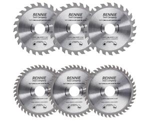 Rennie Tool 6pc 115mm x 22.2mm Bore x 24T 40T TCT Circular Wood Saw Blades | 7/8" Inch Bore (22.23mm) + 20mm & 16mm Reduction Rings. 24 & 40 Teeth Mini Circular Saw Blades For Woodworking Wood Cutting