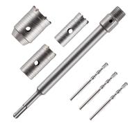 Rennie Tool - 7 Piece TCT Core Drill Bit Set With SDS Drill Adapter | For Brick, Concrete, Cement, Stone Walls etc - TCT Carbide Tipped Circular Hole Saw Core Drill Hole Cutter Hole Saw Sets