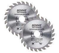 Rennie Tool 85mm x 15mm (10mm) Bore x 24T TCT Circular Saw Blades (2 Pack) | Fits Worx Worxsaw Bosch Makita Ryobi Makita Circular Saws. With 10mm Reduction Rings 24 Teeth Mini Circular Wood Saw Blades