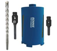 Rennie Tool Company 107mm X 150mm Long Diamond Core Drill Bit Set Includes Sds Adapter, Hex Adapter & Centre Drill Bit. For Concrete Masonry Stone