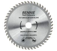 Rennie Tool Company 160mm X 48T Tct Circular Wood Saw Blade Fits Bosch, Makita, Black & Decker, Dewalt, Festool Ts55 Etc