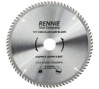 Rennie Tool Company 216mm X 80T Tct Circular Wood Saw Blade. Fits Festool Bosch Makita Dewalt Circular Saws Etc