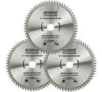 Rennie Tool Company 3 Pack - 160mm X 60T Tct Circular Wood Saw Blades Fits Bosch, Makita, Black & Decker, Dewalt Festool Ts55 Etc