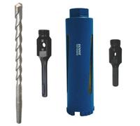 Rennie Tool Company 52mm X 150mm Long Diamond Core Drill Bit Set Includes Sds Adapter, Hex Adapter & Centre Drill Bit. For Concrete Masonry Stone