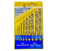 Rennie Tool Company Rennie Tools 10 Piece 1-10mm Hss Cobalt Jobber Drill Bit Set For Stainless Steel, Aluminium, Hard Metals, Cast Iron Etc