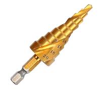 Rennie Tool Company Rennie Tools 4-20mm Hss Spiral Flute Step Drill Bit Titanium (Tin) Coated Cone / Hole Cutter For Steel, Plastics & Wood