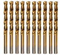 Rennie Tool Company Rennie Tools Box Of 10 X 4.9mm Hss Jobber Drill Bits - Titanium Tin Coated For Steel, Non Ferrous Metals, Plastics & Wood Din338