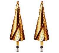Rennie Tool Company Rennie Tools Pack Of 2 X 4-32mm Hss Spiral Flute Step Drill Bit Titanium (Tin) Coated Cone / Hole Cutter For Steel Plastics & Wood