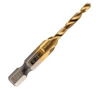 Rennie Tool - M3.5 x 0.6 Combination Drill and Tap Bit, 1/4" Hex Shank | Titanium Coated HSS Spiral Flute Metric Coarse Drilling Tapping Tool. 3.5mm x 0.6mm Pitch Drill Bit.