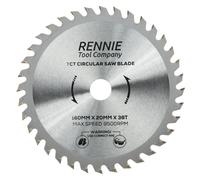 Rennie Tools - 160mm x 20mm Bore x 36T TCT Circular Wood Saw Blade. Fits Bosch Festool TS55 Makita Ryobi Dewalt Circular Saws etc, 160mm Circular Saw Blade Also Fits 165mm Circular Saws